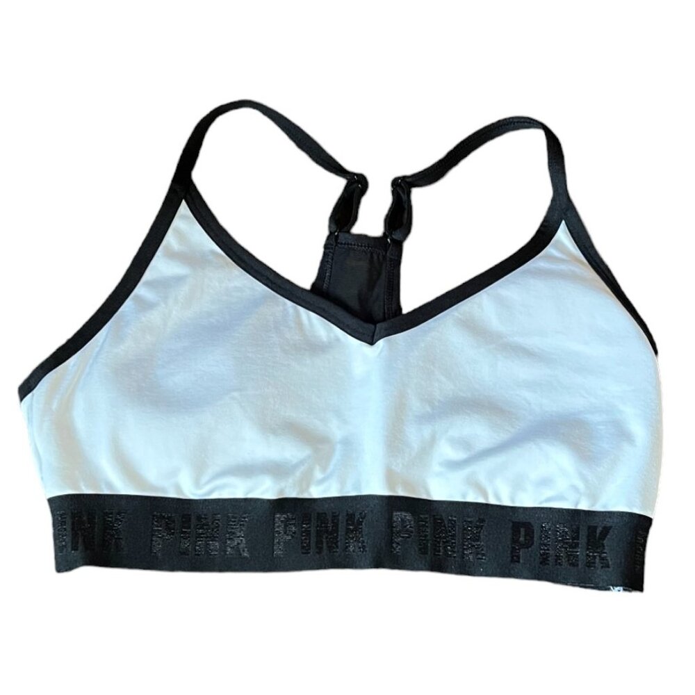 Victoria's Secret PINK Ultimate Lightly Lined Racerback Black & White Bra